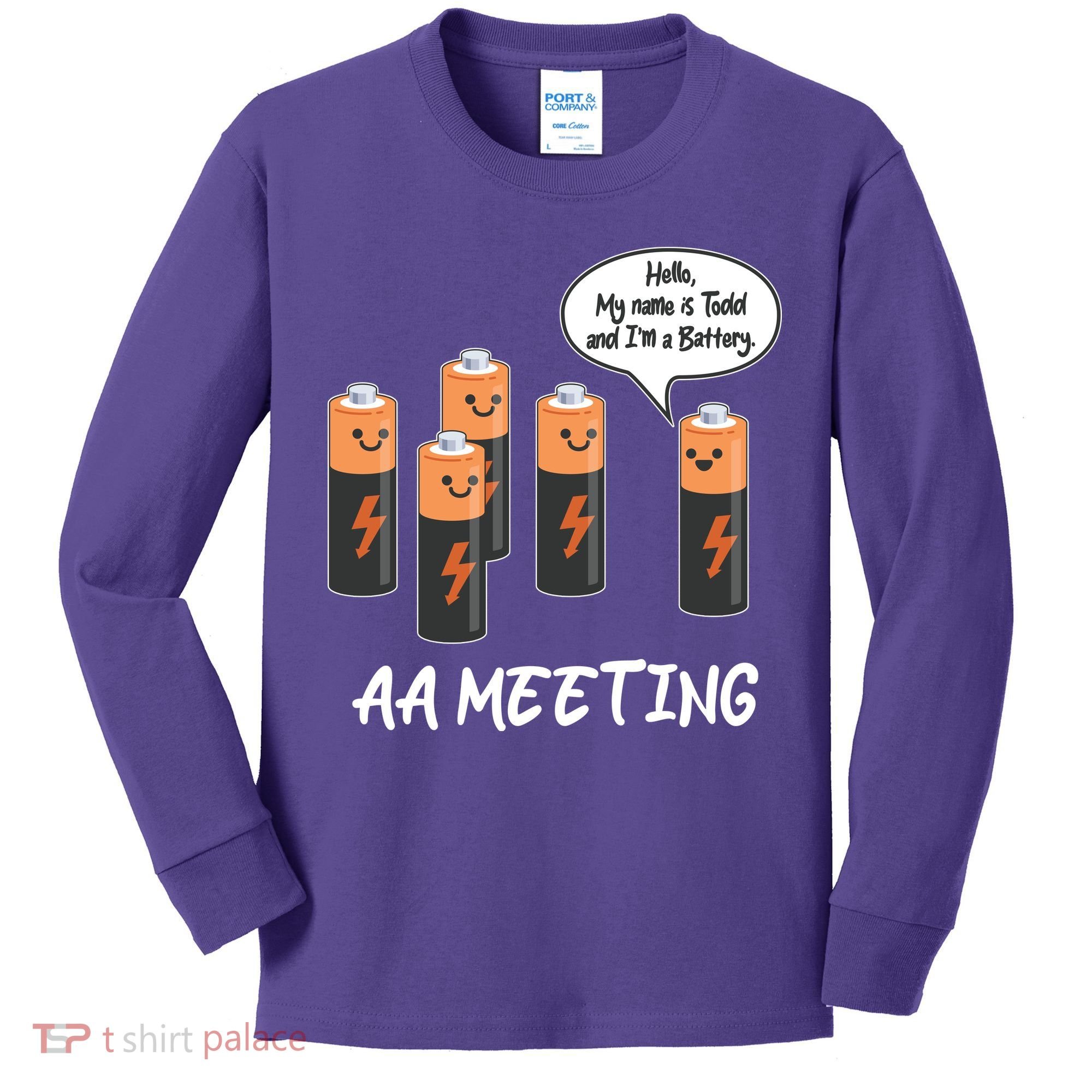 Funny AA Meeting AA Batteries Kids Long Sleeve Shirt