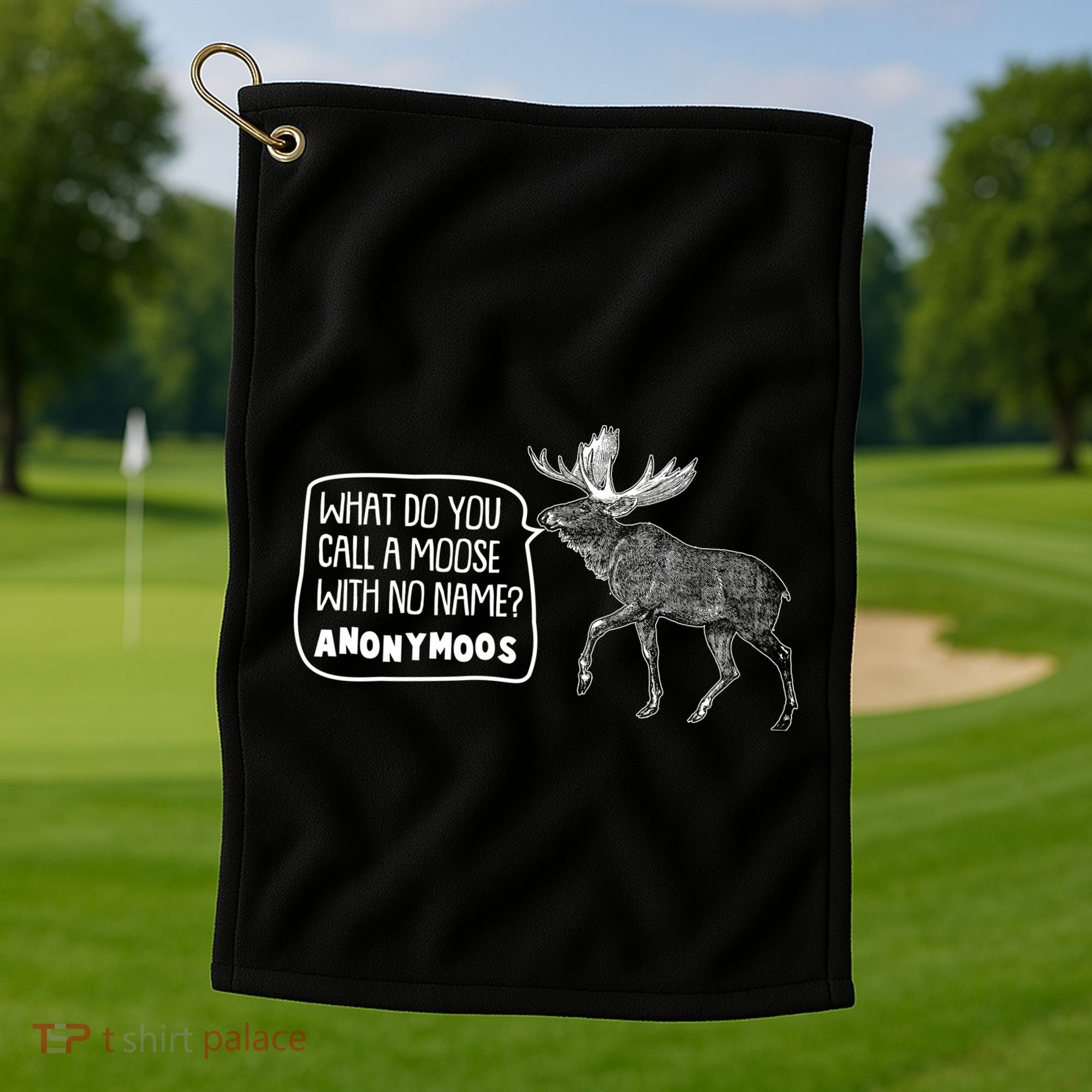 Funny Anonumoos Moose Joke Dad Joke Golf Towel
