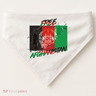 Free Afghanistan Map Distressed Flag USA-Made Doggie Bandana