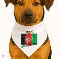Free Afghanistan Map Distressed Flag USA-Made Doggie Bandana thumb 1