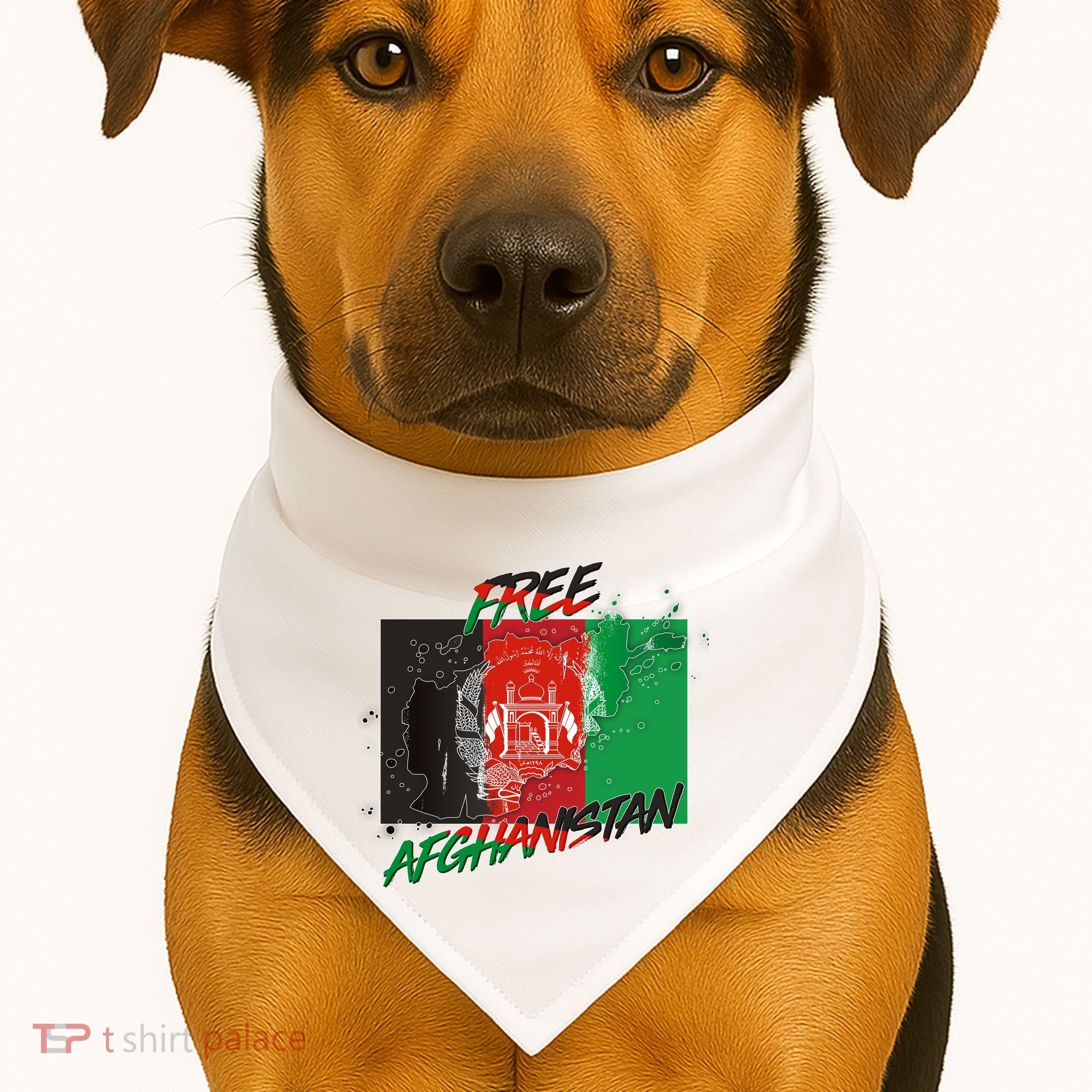 Free Afghanistan Map Distressed Flag USA-Made Doggie Bandana