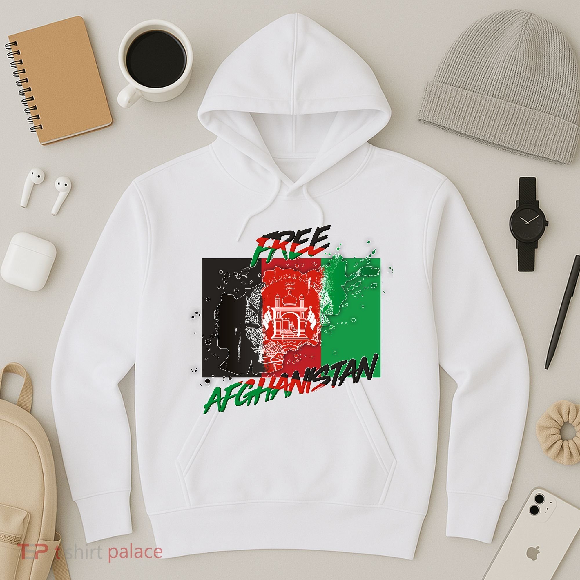 Free Afghanistan Map Distressed Flag Hoodie