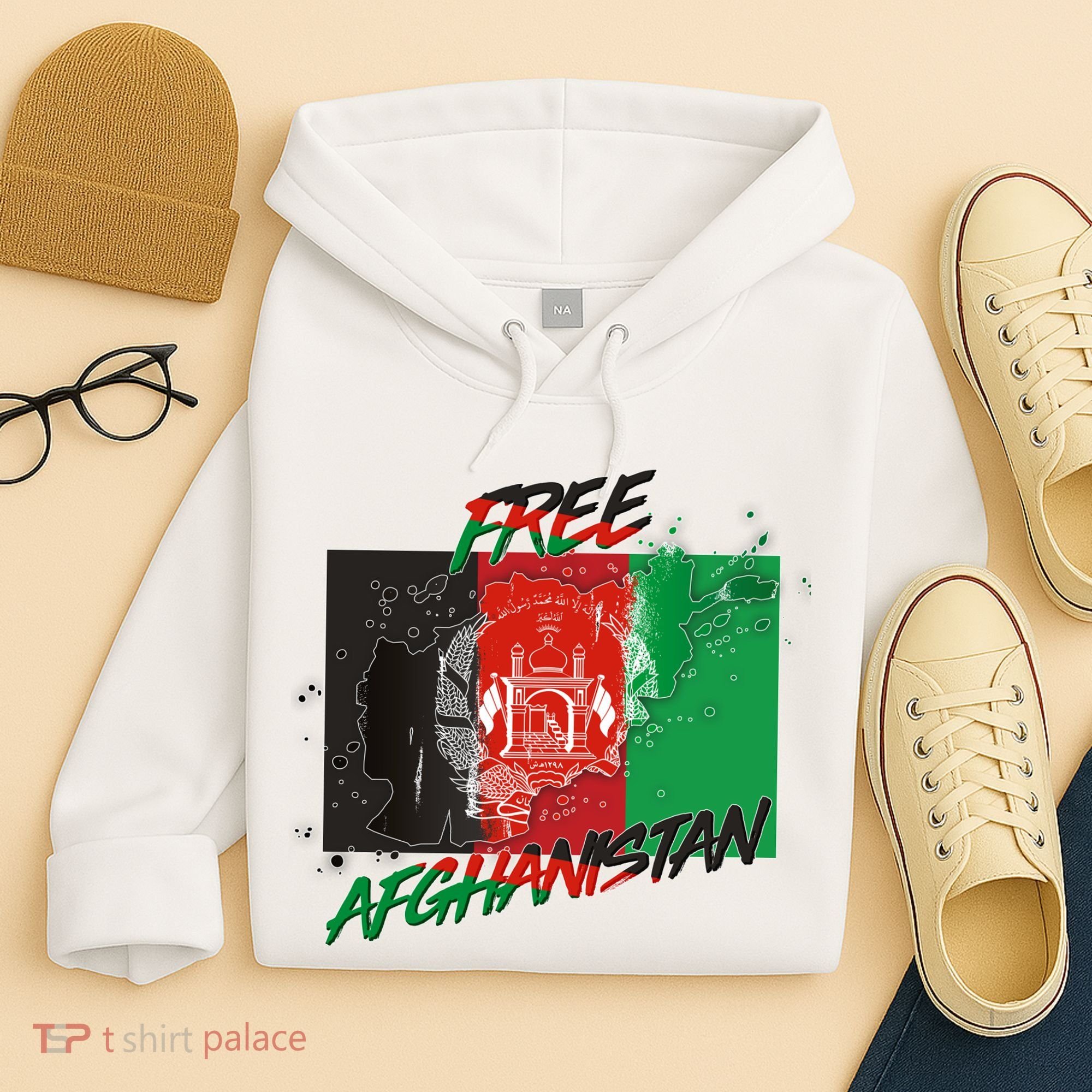 Free Afghanistan Map Distressed Flag Hoodie