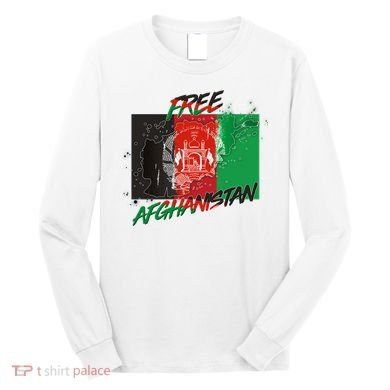 Free Afghanistan Map Distressed Flag Long Sleeve Shirt
