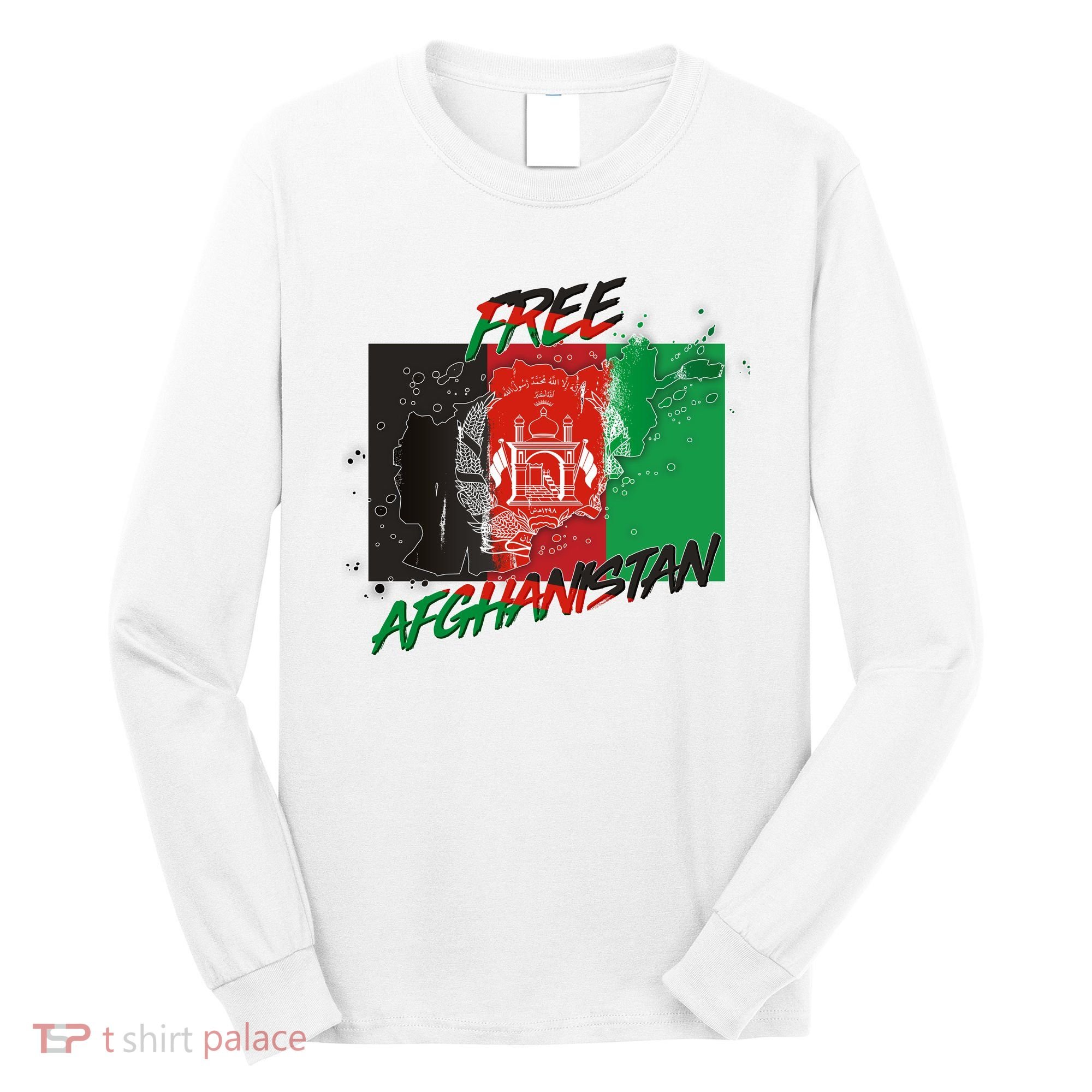 Free Afghanistan Map Distressed Flag Long Sleeve Shirt