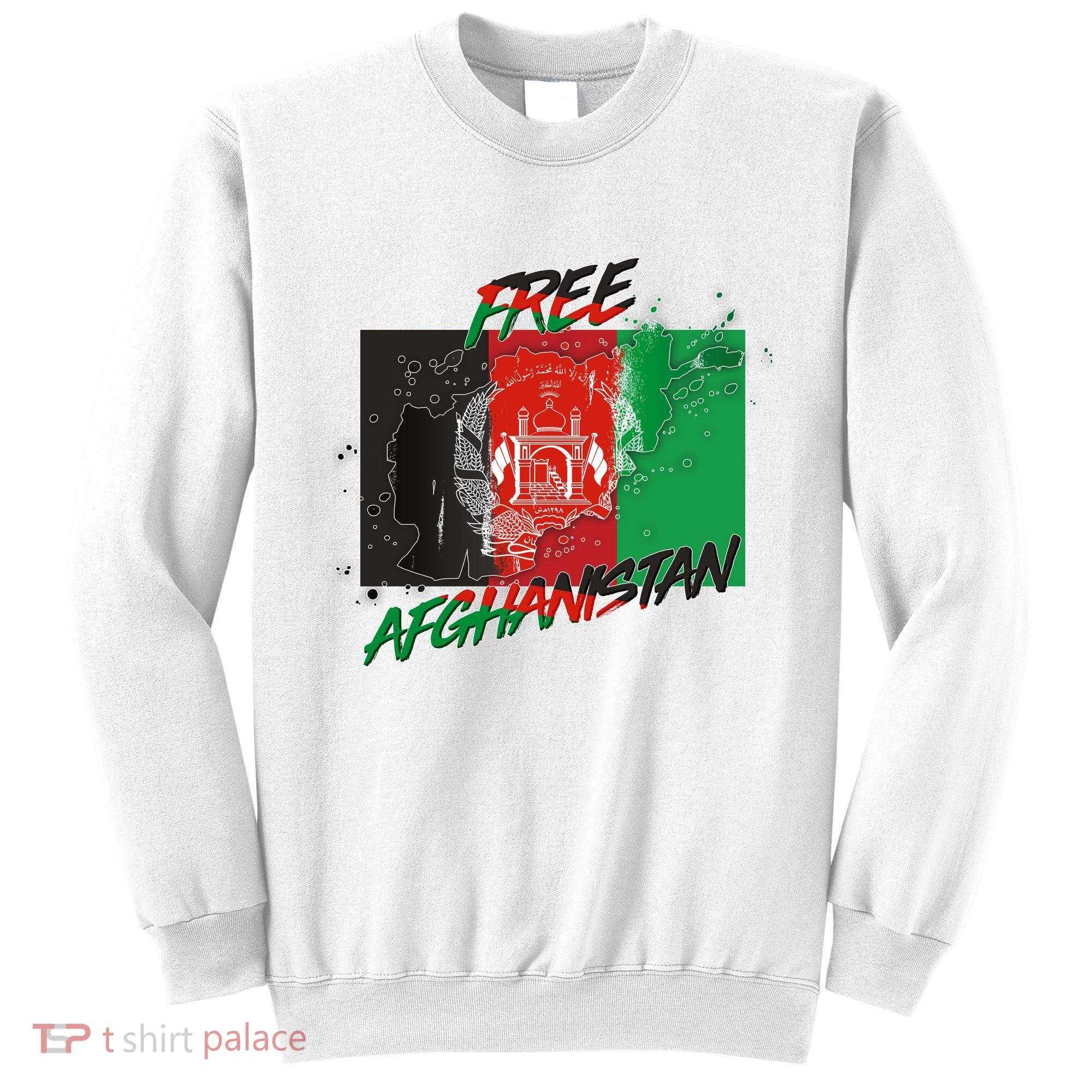 Free Afghanistan Map Distressed Flag Sweatshirt