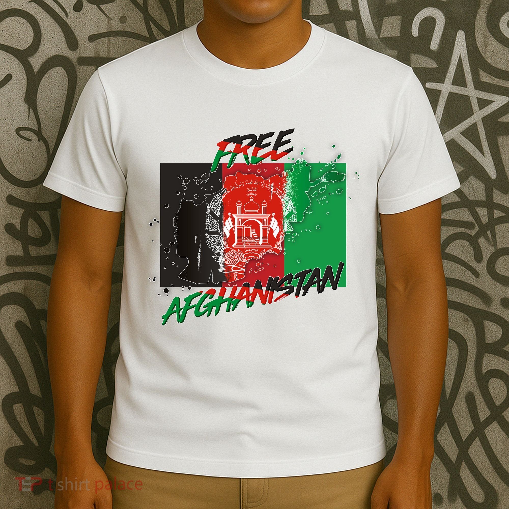 Free Afghanistan Map Distressed Flag T-Shirt