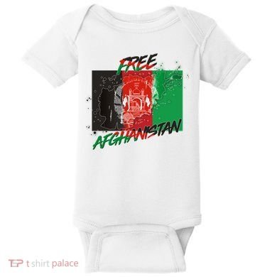 Free Afghanistan Map Distressed Flag Baby Bodysuit