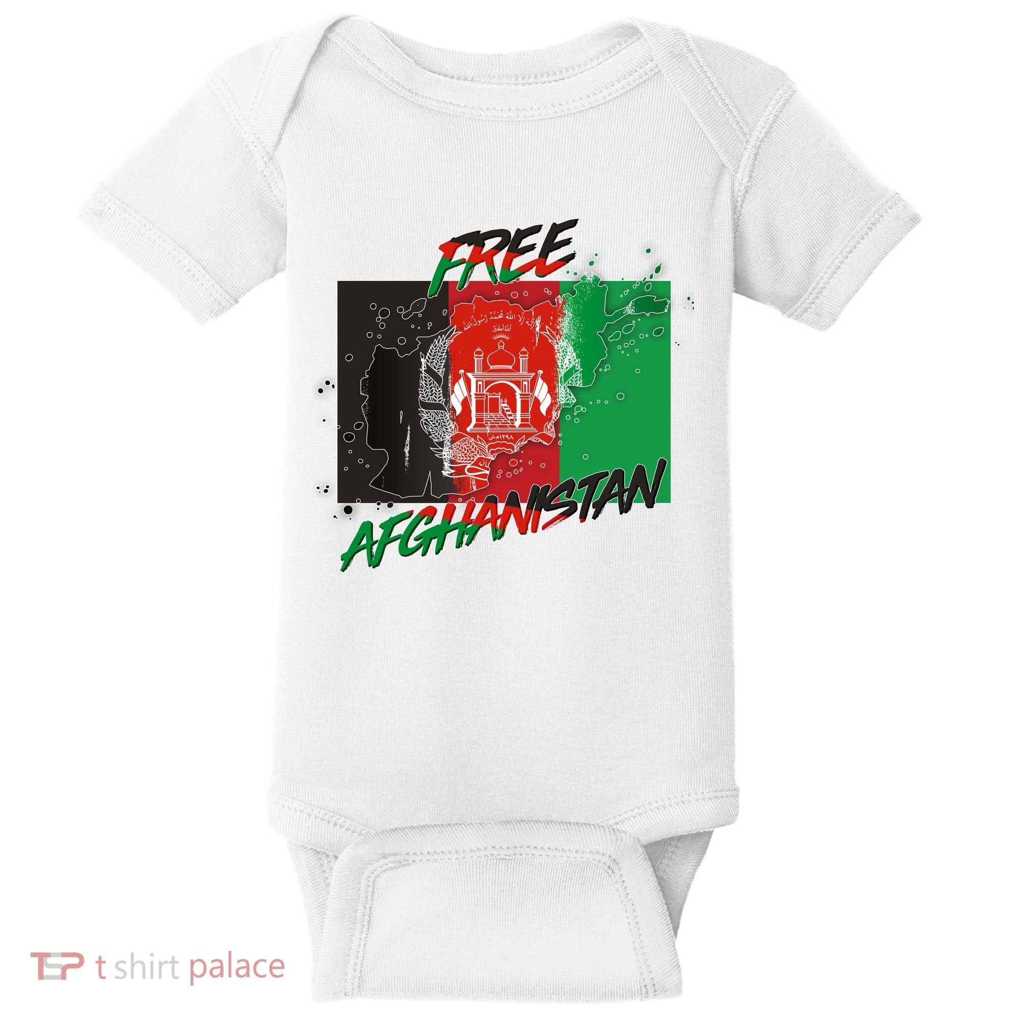 Free Afghanistan Map Distressed Flag Baby Bodysuit