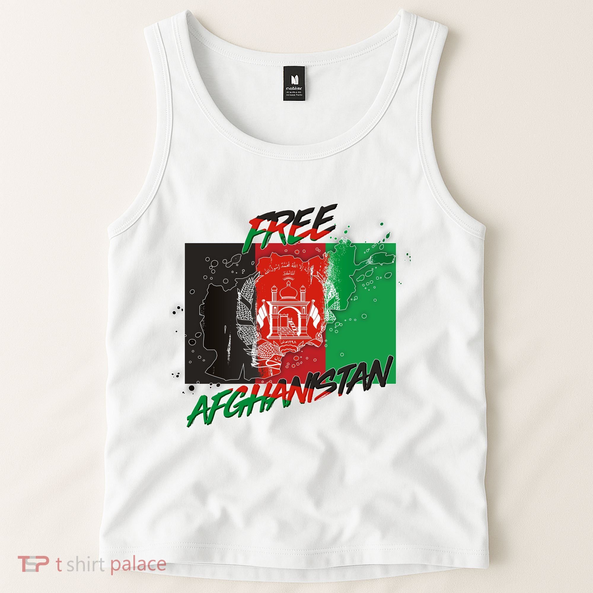 Free Afghanistan Map Distressed Flag Tank Top