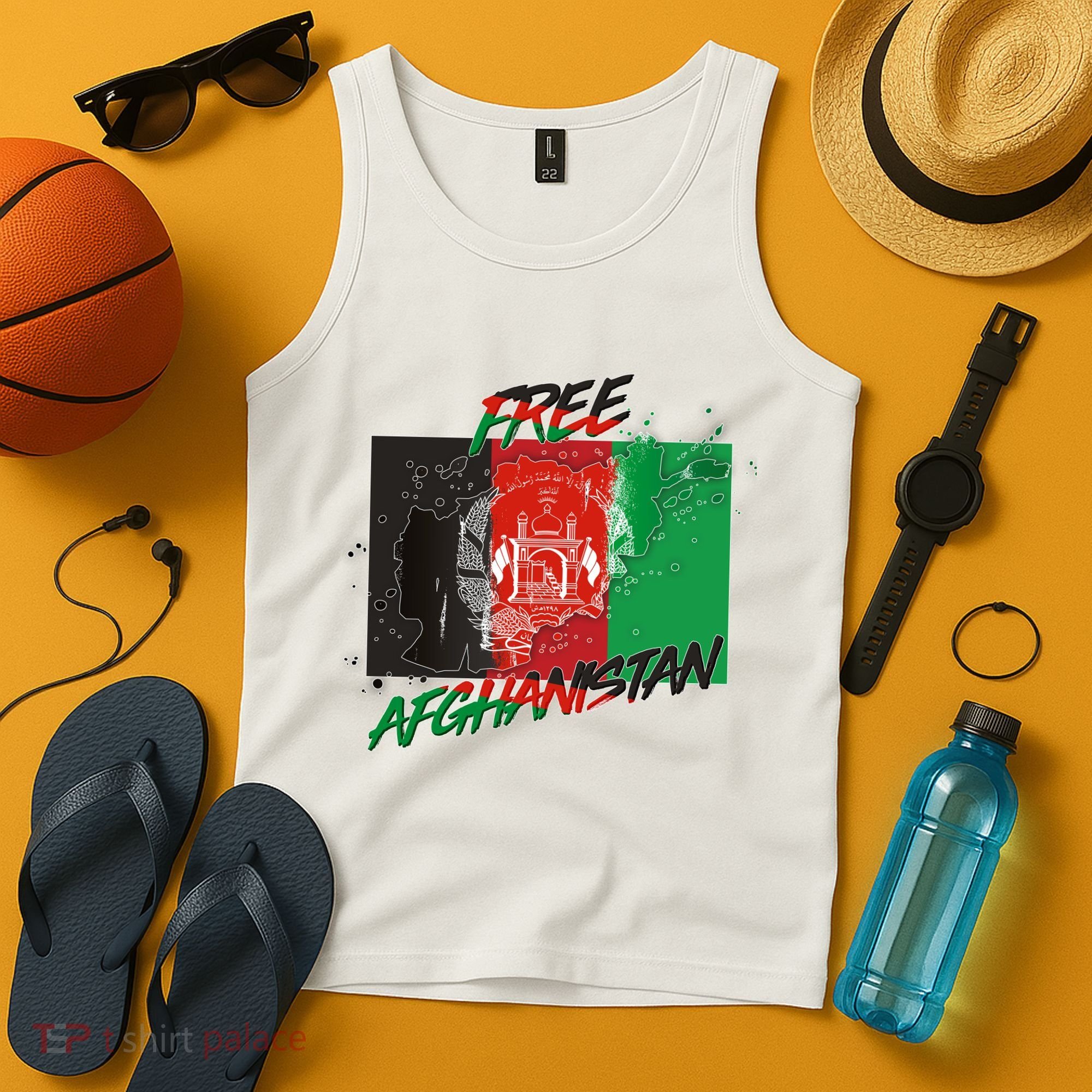 Free Afghanistan Map Distressed Flag Tank Top