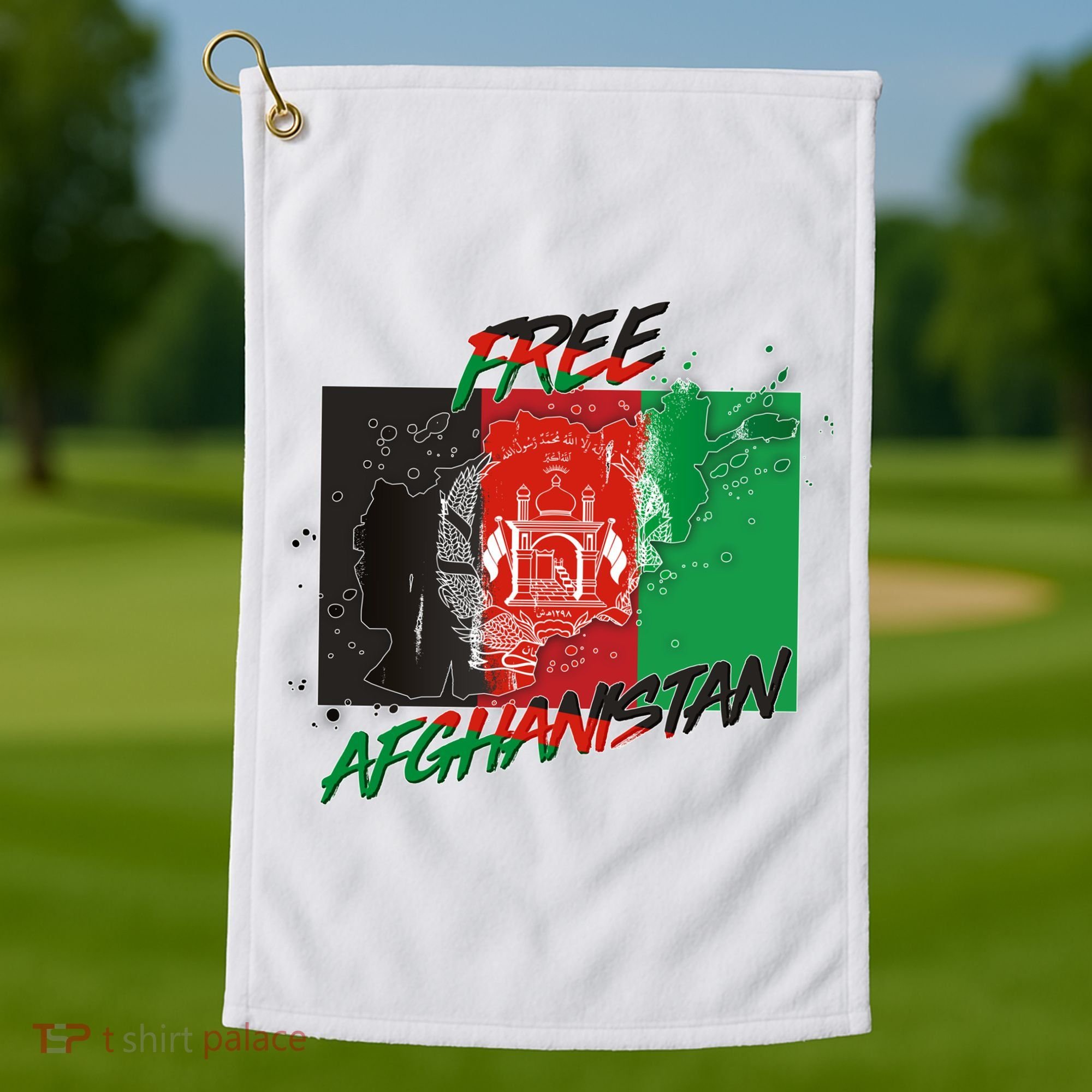Free Afghanistan Map Distressed Flag Golf Towel