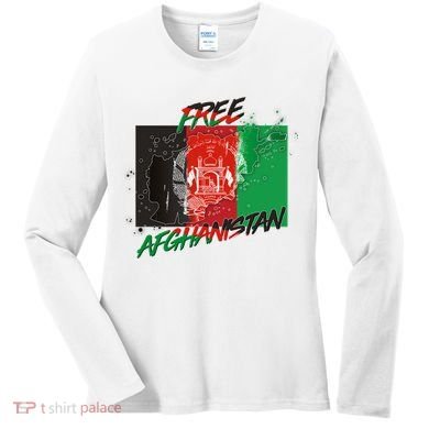 Free Afghanistan Map Distressed Flag Women's Long Sleeve Shirt