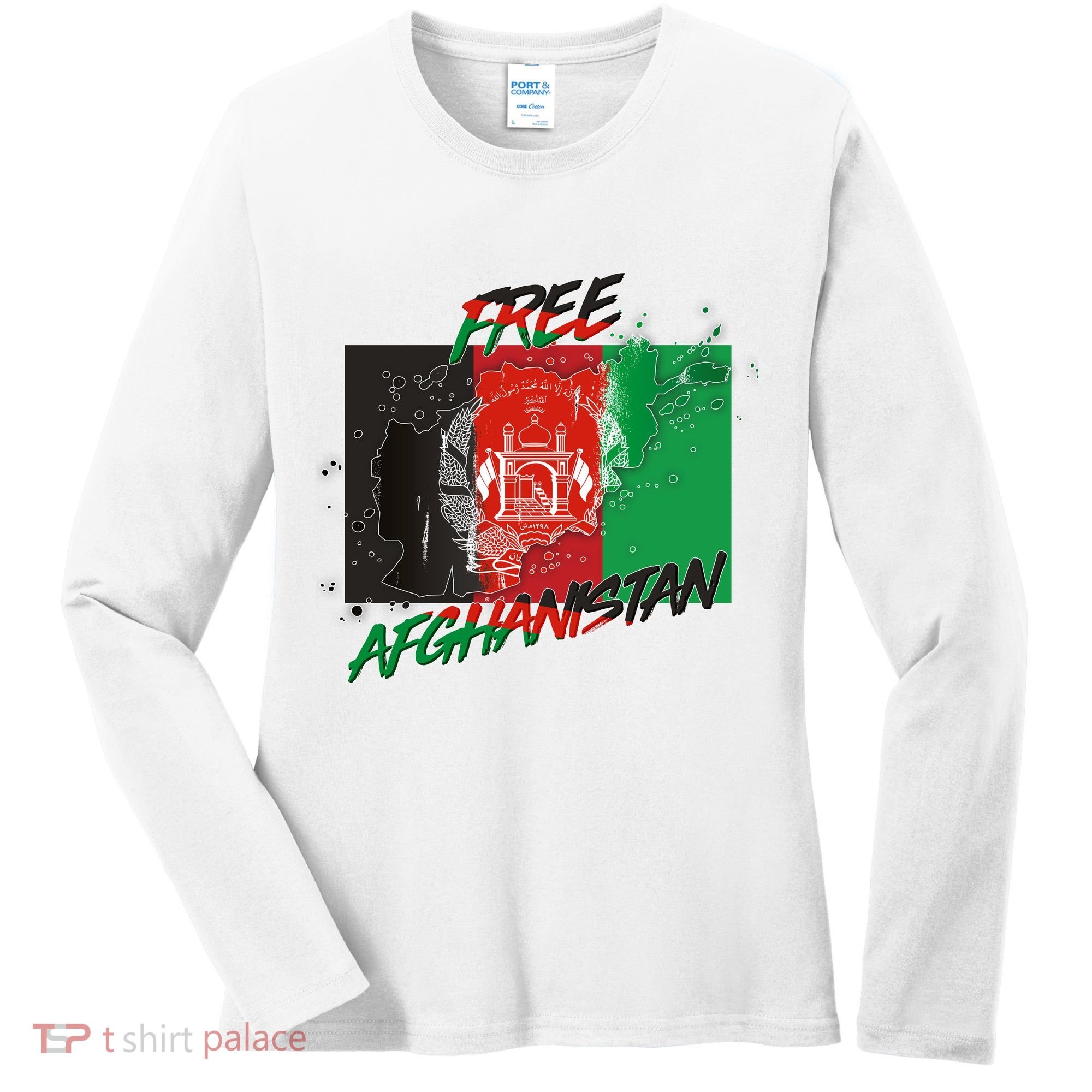 Free Afghanistan Map Distressed Flag Women's Long Sleeve Shirt