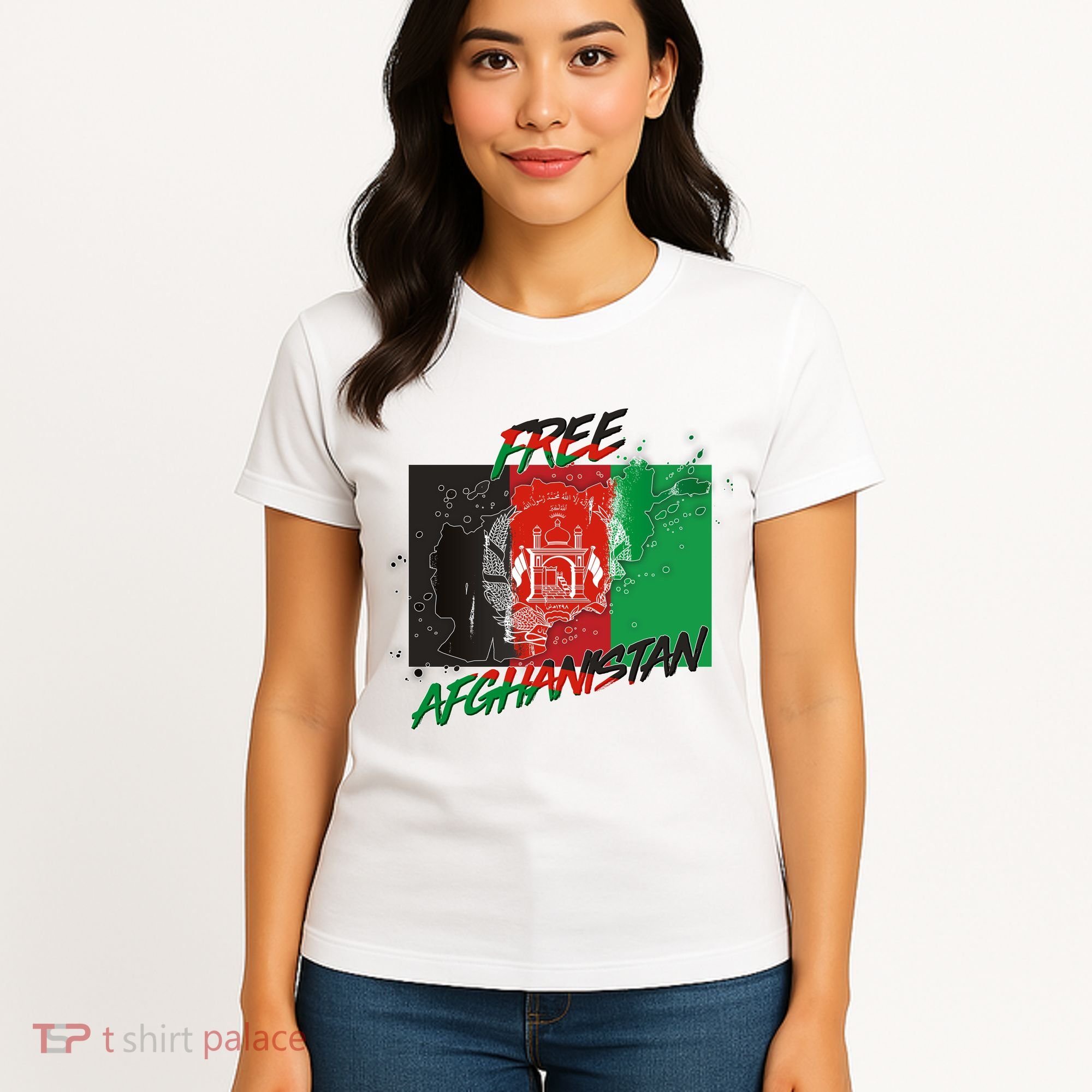 Free Afghanistan Map Distressed Flag Women's T-Shirt