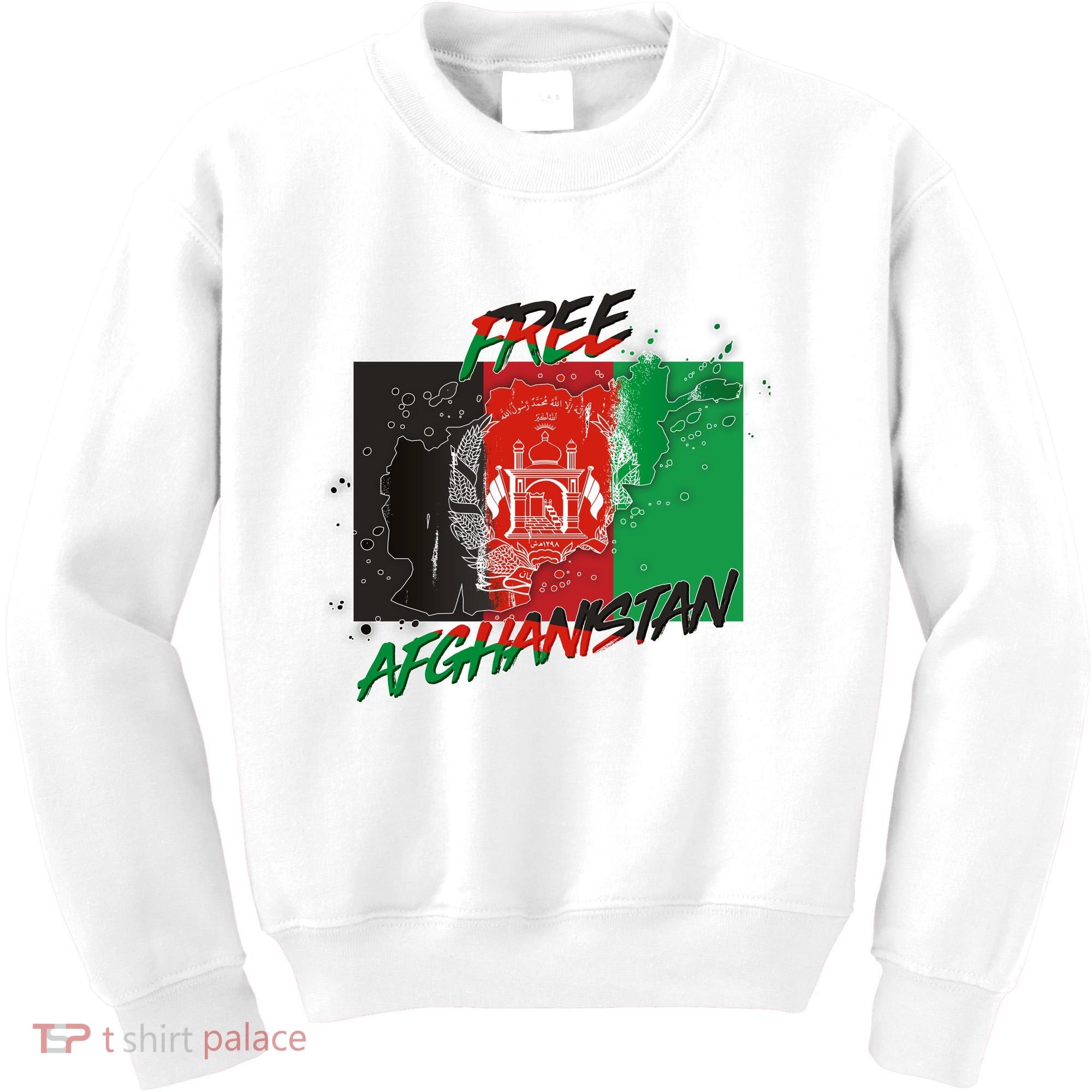 Free Afghanistan Map Distressed Flag Kids Sweatshirt