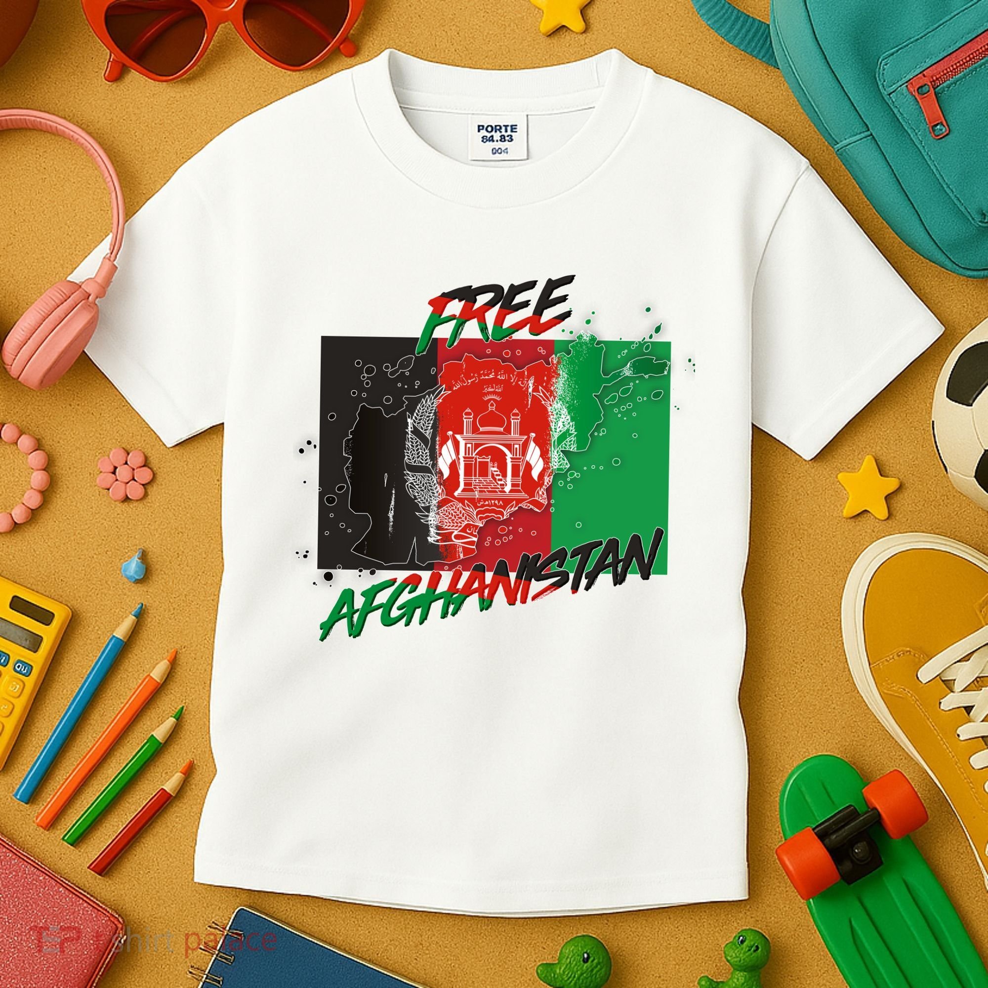 Free Afghanistan Map Distressed Flag Kids T-Shirt