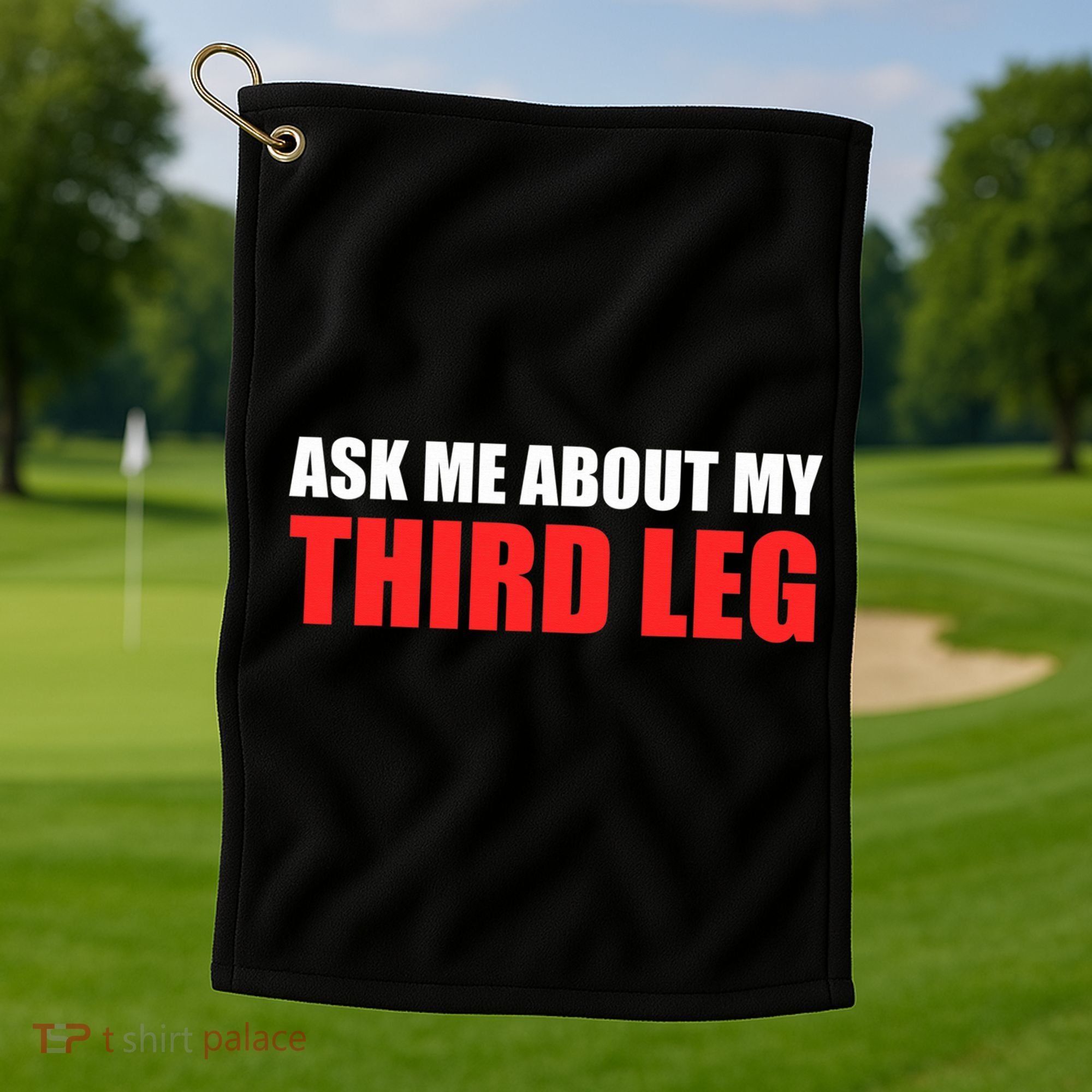 Funny Ask Me About My Third Leg  Golf Towel