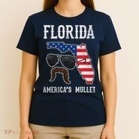 Florida America's Mullet Funny Patriotic American Flag T-Shirt thumb 4