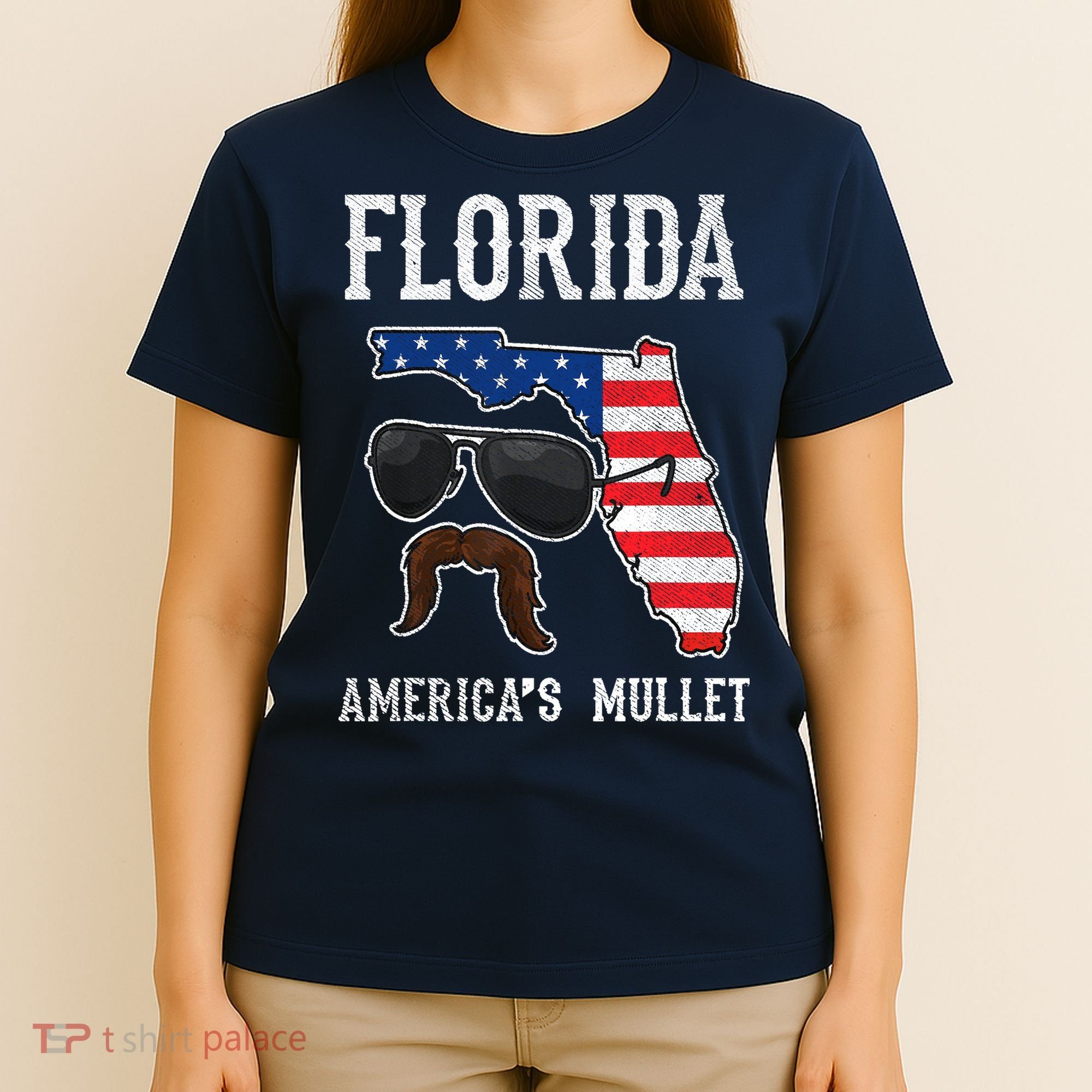 Florida America's Mullet Funny Patriotic American Flag T-Shirt