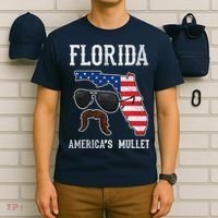 Florida America's Mullet Funny Patriotic American Flag T-Shirt thumb 6