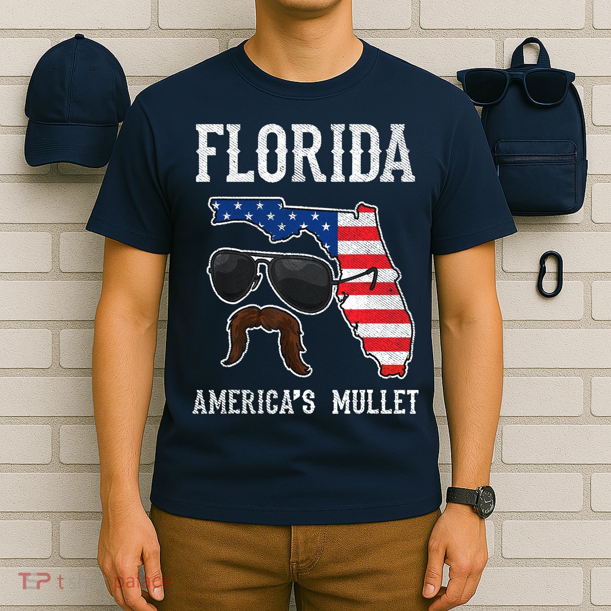 Florida America's Mullet Funny Patriotic American Flag T-Shirt