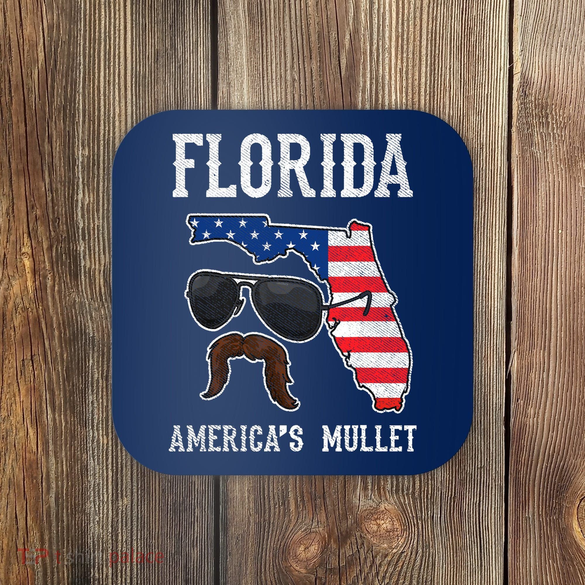 Florida America's Mullet Funny Patriotic American Flag Coaster