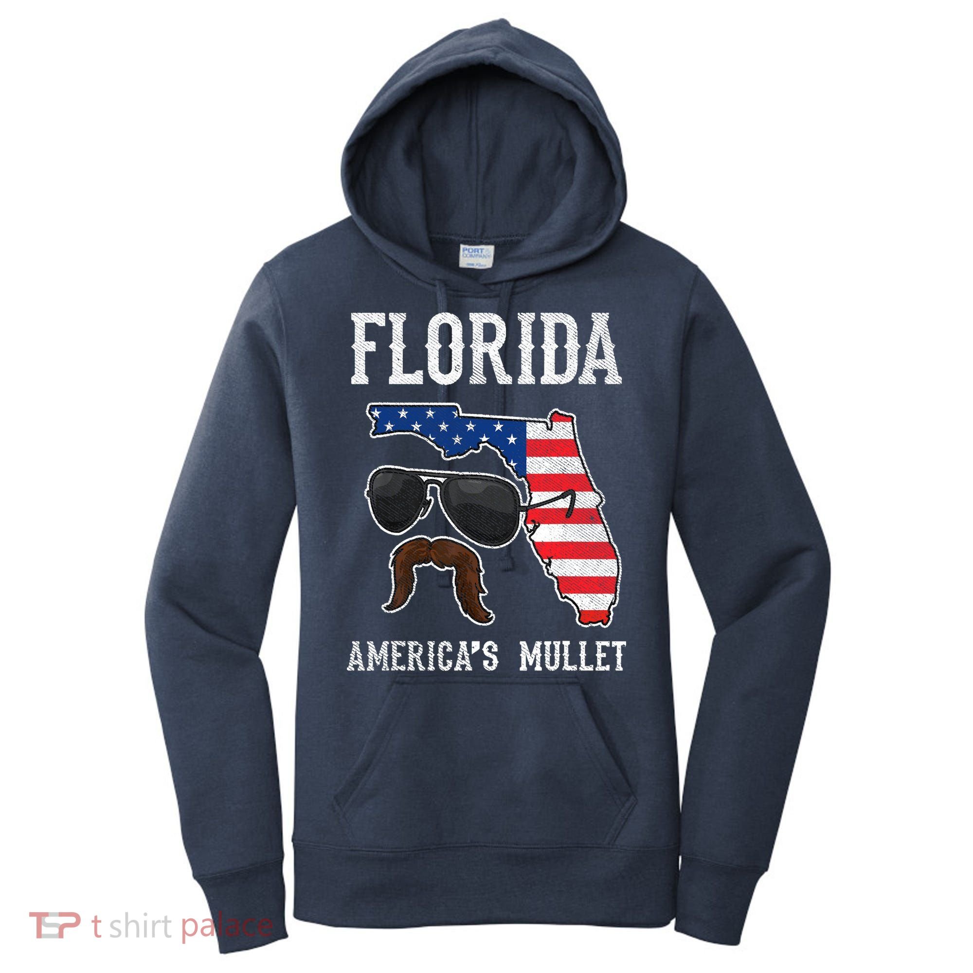 Florida America's Mullet Funny Patriotic American Flag Women's Hoodie
