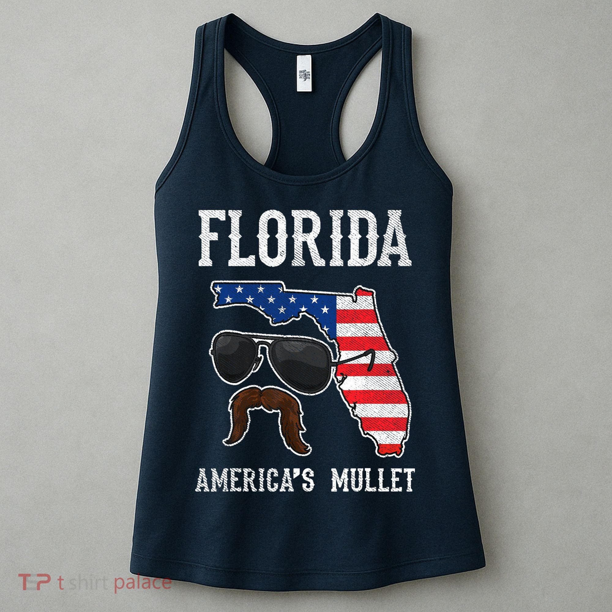 Florida America's Mullet Funny Patriotic American Flag Women's Tank Top