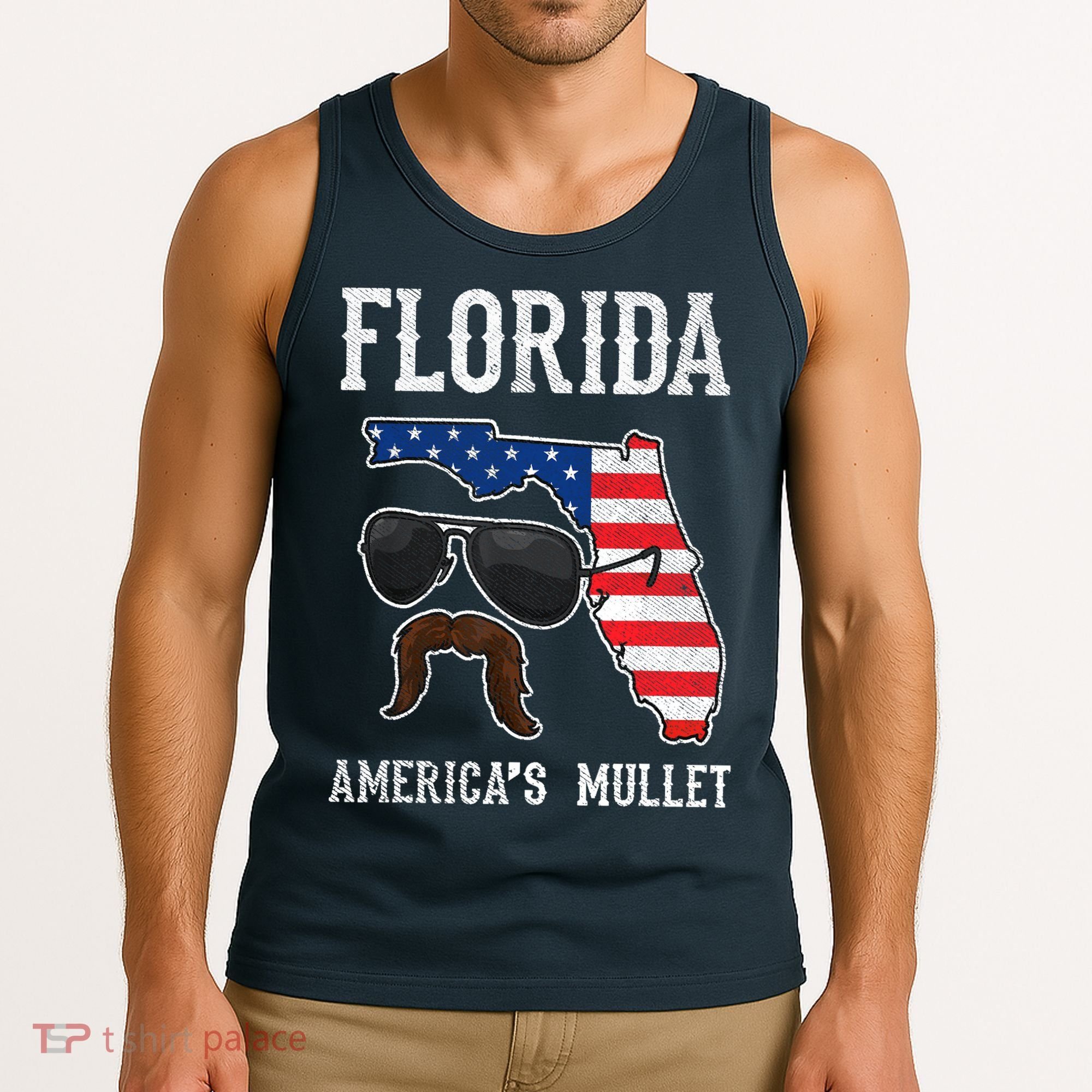 Florida America's Mullet Funny Patriotic American Flag Tank Top