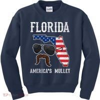 Florida America's Mullet Funny Patriotic American Flag Kids Sweatshirt thumb 0