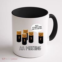 Funny Aa Meeting. Hi! My Name Is Todd And IM A Battery Coffee Mug thumb 1
