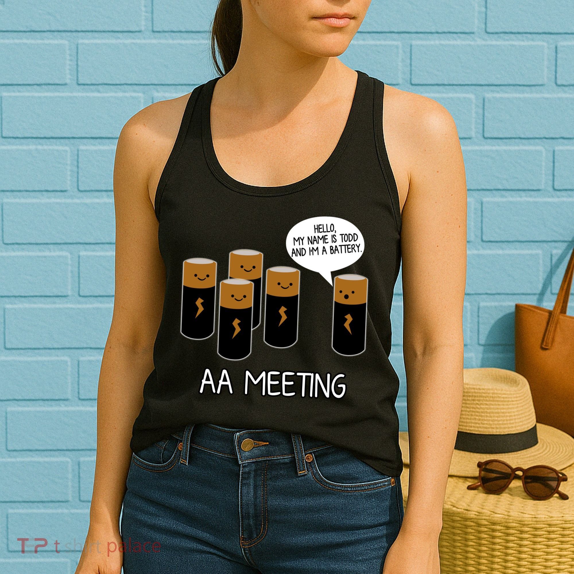 Funny Aa Meeting. Hi! My Name Is Todd And IM A Battery Women's Tank Top