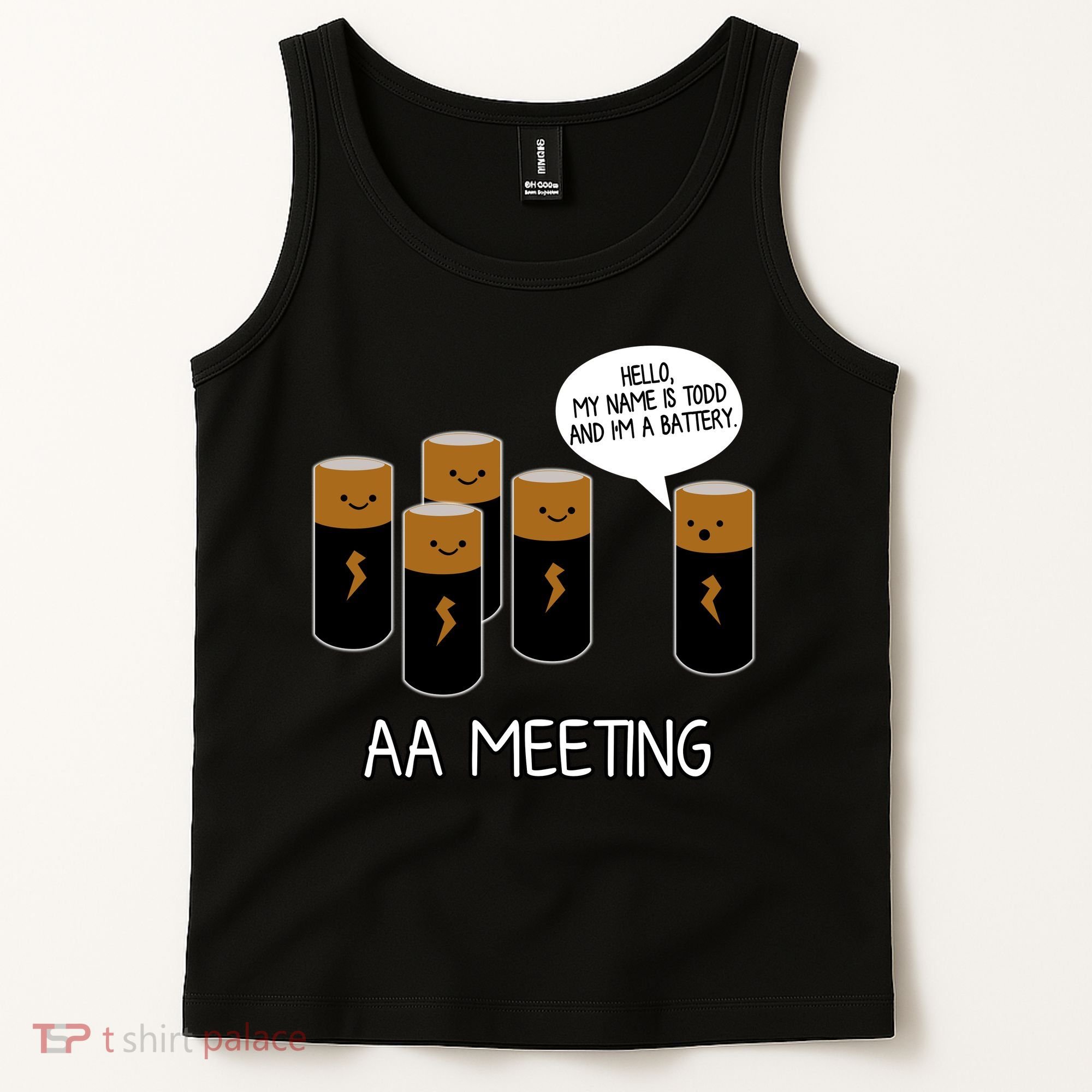 Funny Aa Meeting. Hi! My Name Is Todd And IM A Battery Tank Top