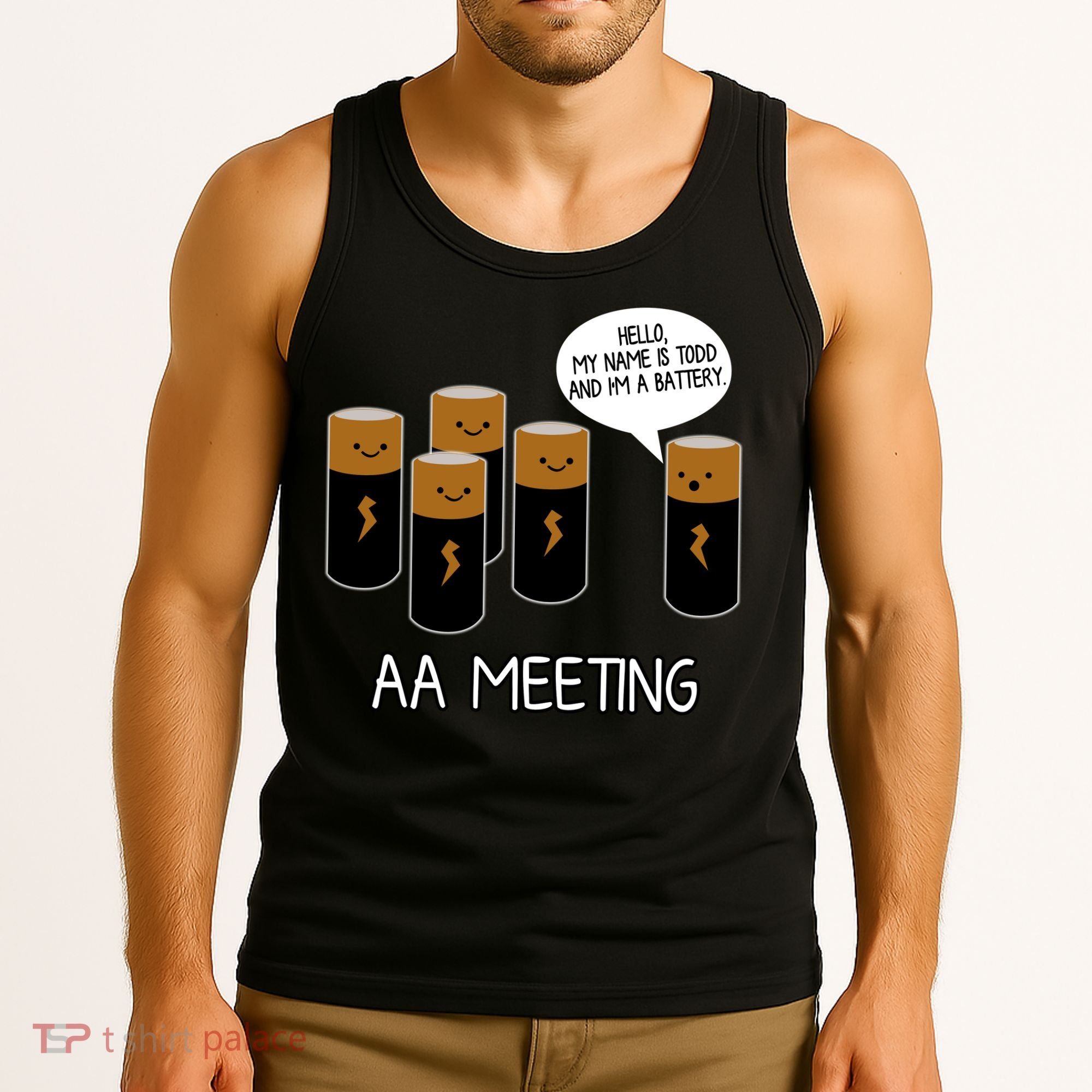 Funny Aa Meeting. Hi! My Name Is Todd And IM A Battery Tank Top