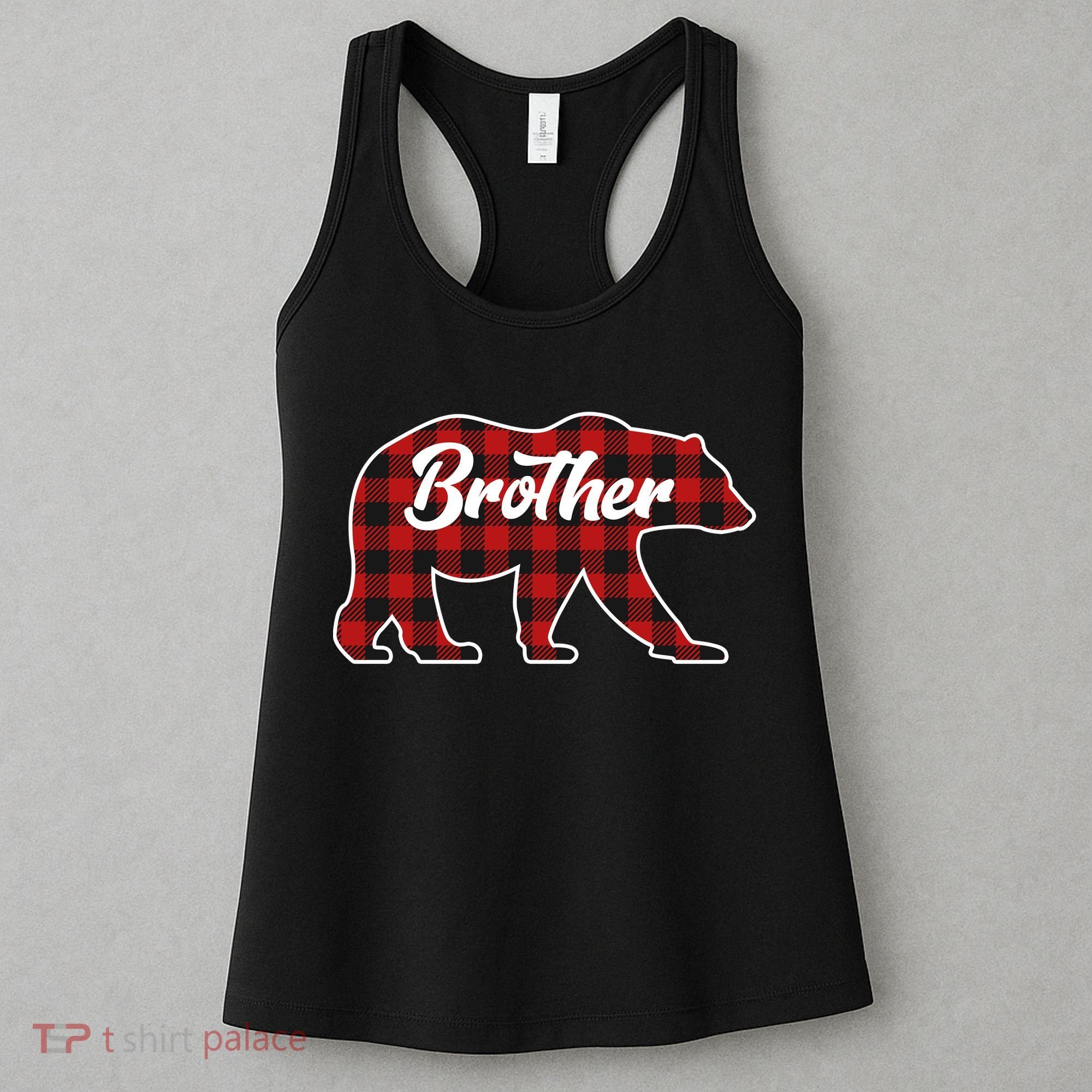 Family Christmas Matching Plaid Brother Bear Women's Tank Top