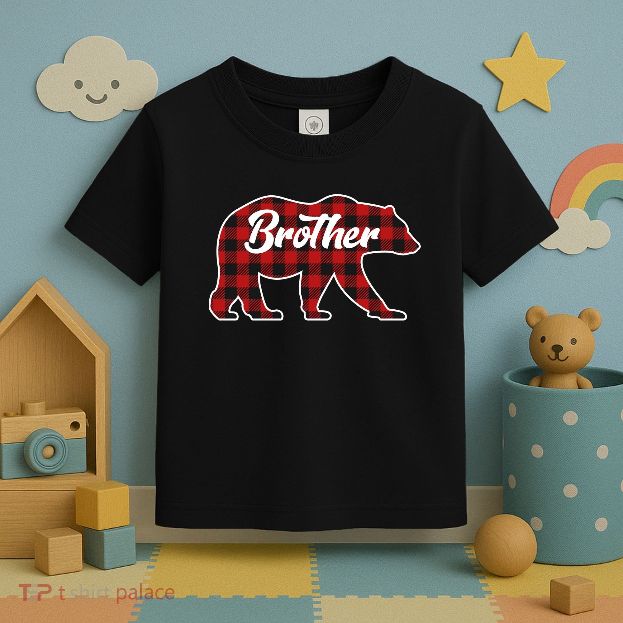 Family Christmas Matching Plaid Brother Bear Toddler T-Shirt