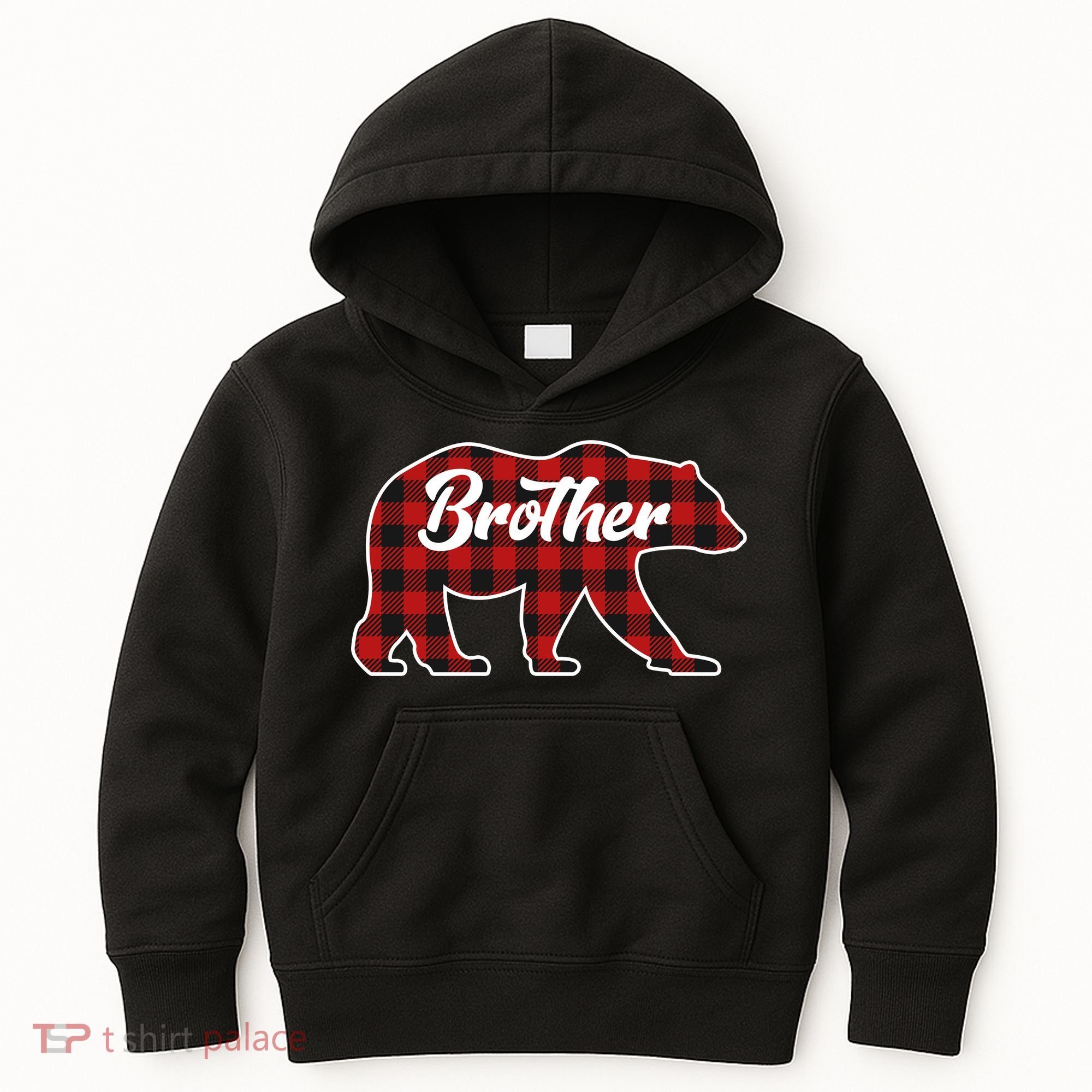 Family Christmas Matching Plaid Brother Bear Kids Hoodie