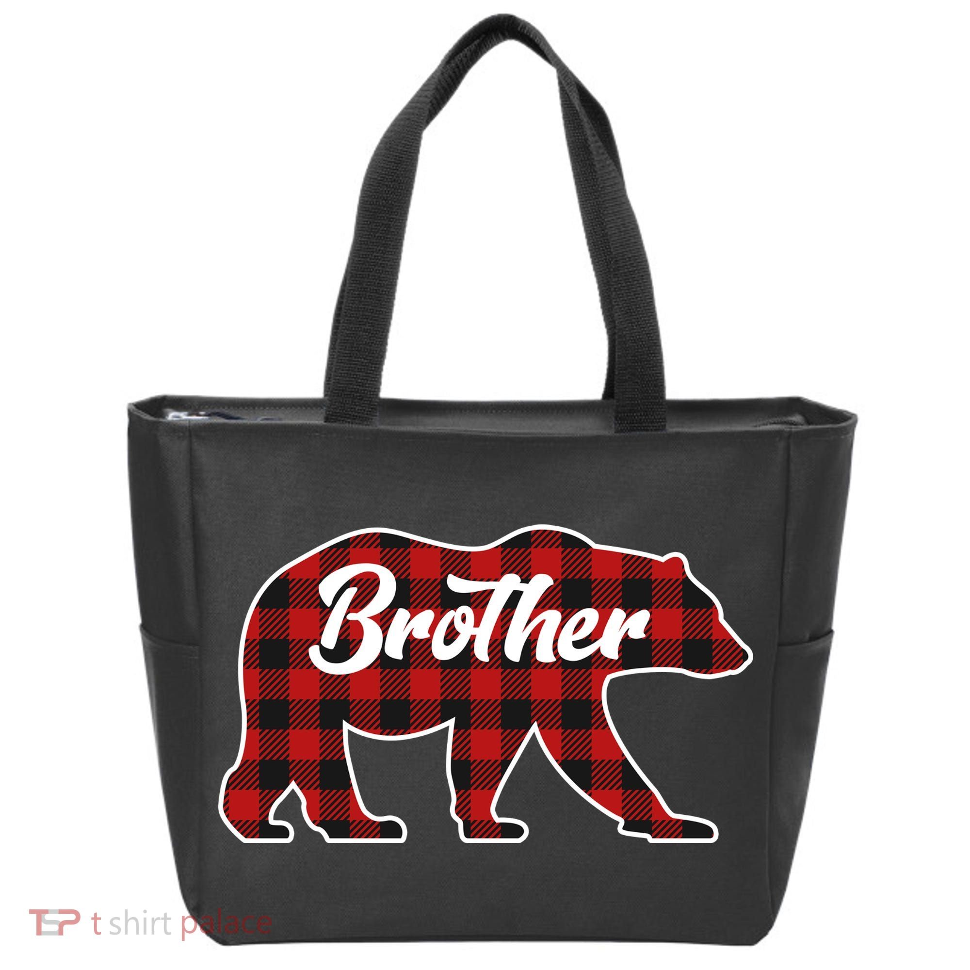 Family Christmas Matching Plaid Brother Bear Tote Bag