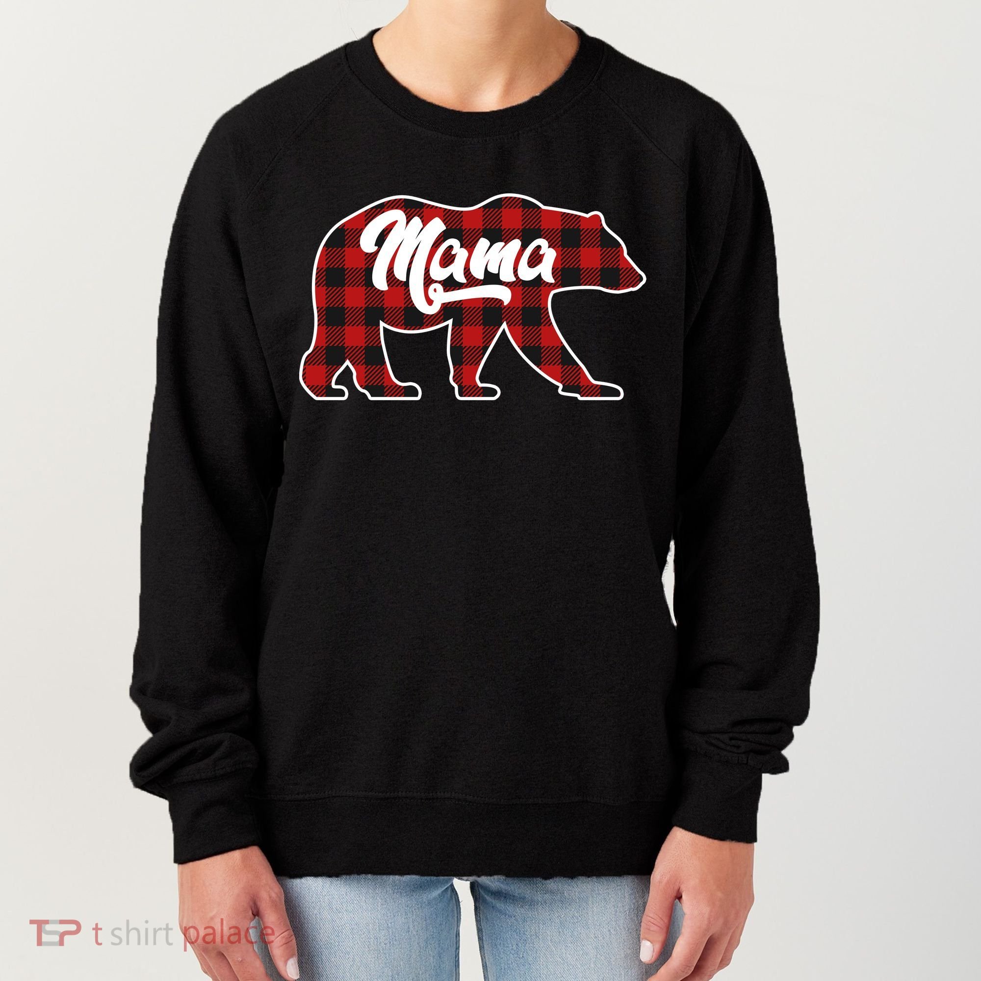 Family Christmas Matching Plaid Mama Bear Women's Sweatshirt