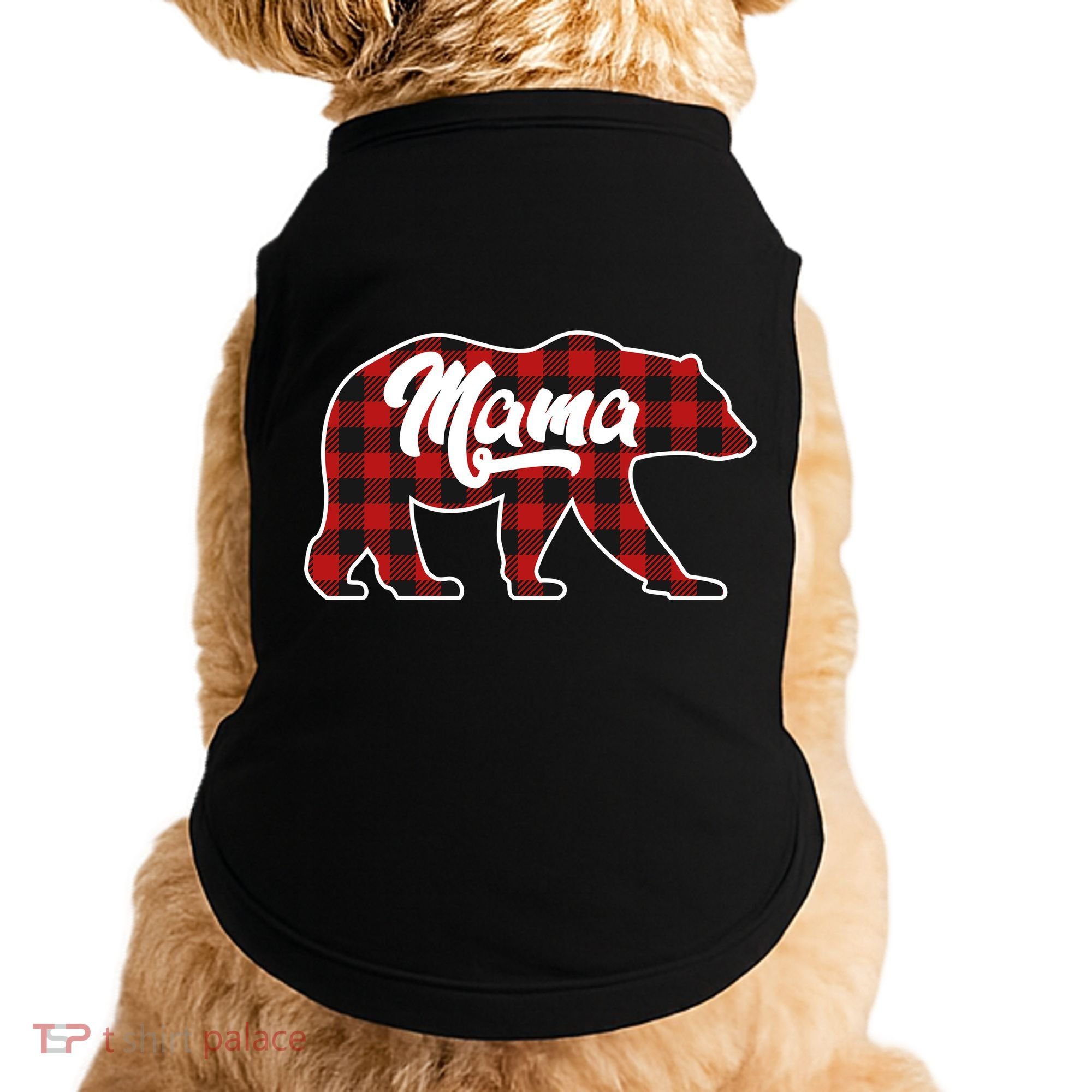 Family Christmas Matching Plaid Mama Bear Doggie Tank