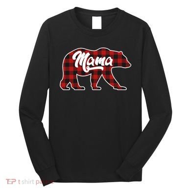 Family Christmas Matching Plaid Mama Bear Long Sleeve Shirt
