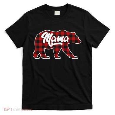 Family Christmas Matching Plaid Mama Bear T-Shirt