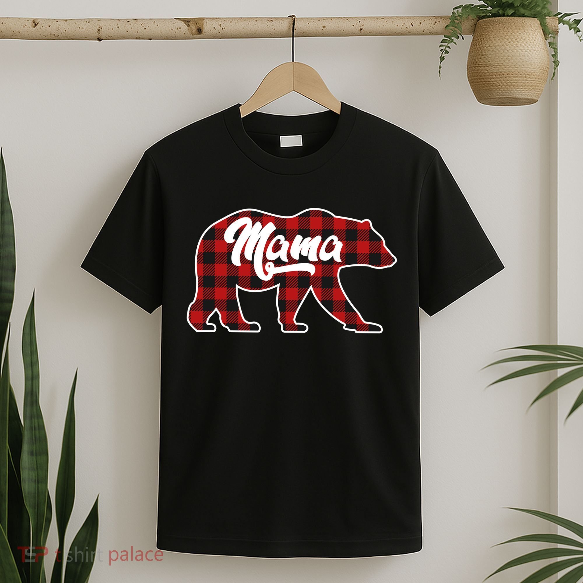Family Christmas Matching Plaid Mama Bear T-Shirt
