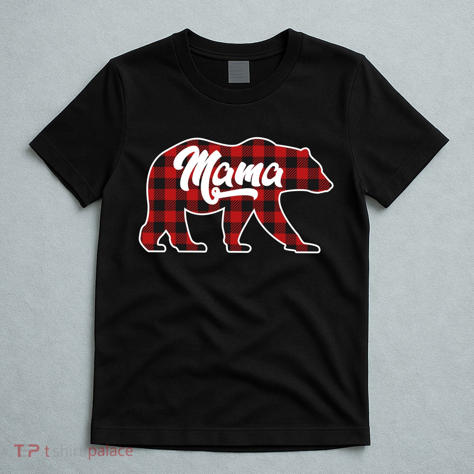 Family Christmas Matching Plaid Mama Bear T-Shirt