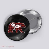Family Christmas Matching Plaid Mama Bear Button thumb 0