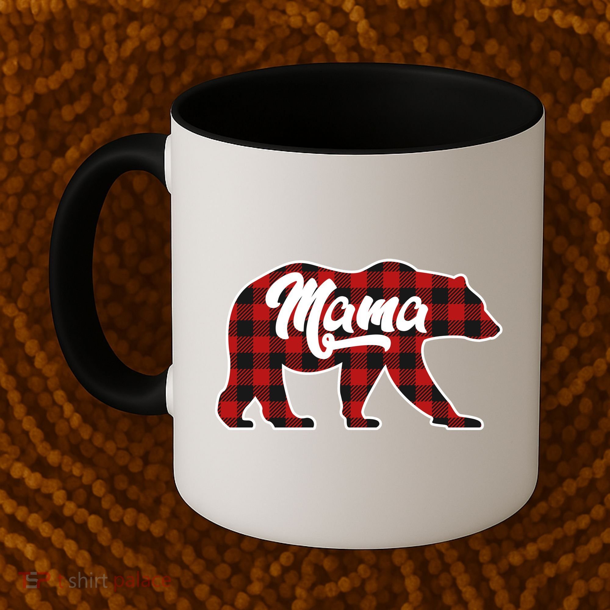 Family Christmas Matching Plaid Mama Bear Coffee Mug