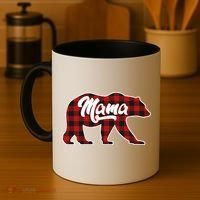 Family Christmas Matching Plaid Mama Bear Coffee Mug thumb 4