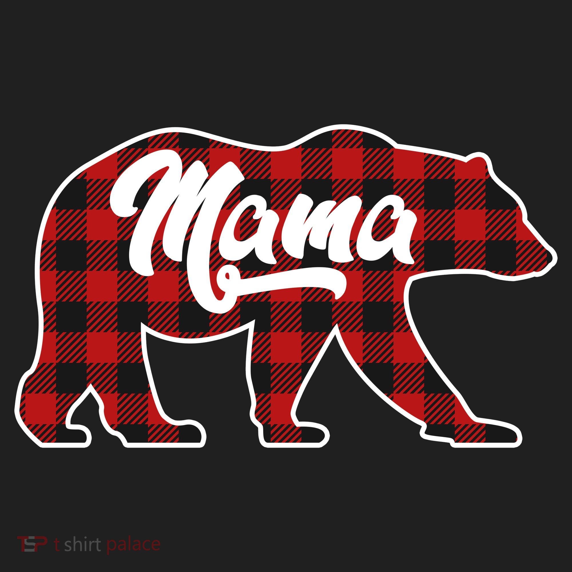 Family Christmas Matching Plaid Mama Bear Beanie
