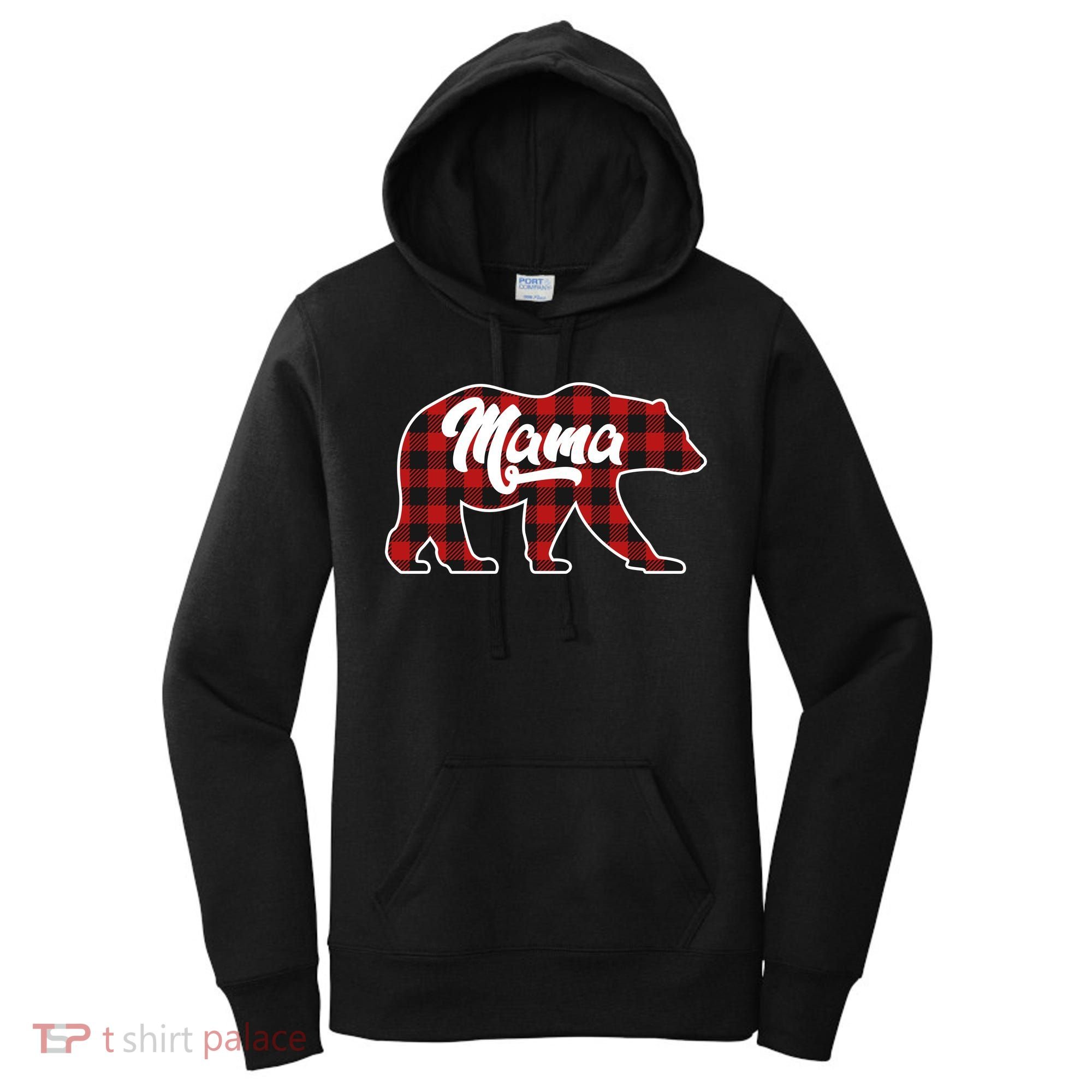 Family Christmas Matching Plaid Mama Bear Women's Hoodie